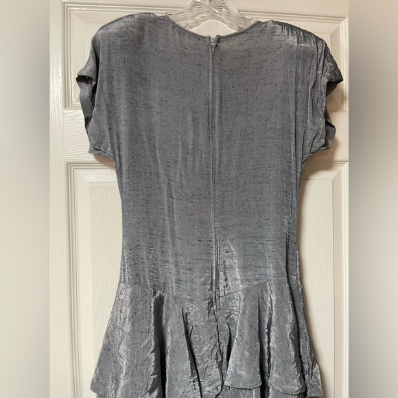 RAMPAGE DRESSES Silver Short Sleeve Drop waist Ruffle Dress Size 5/6 - Picture 8 of 9